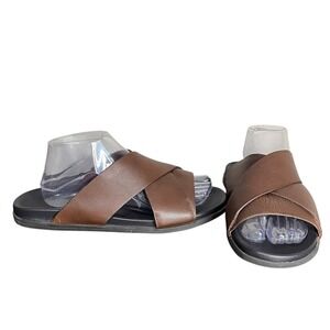Banana Republic Mens Brown Cross Over Leather Sandal‎ Slide Size 9